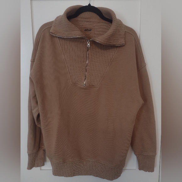 aerie Sweaters - Aerie Tan Oversized Half Zip Sweater